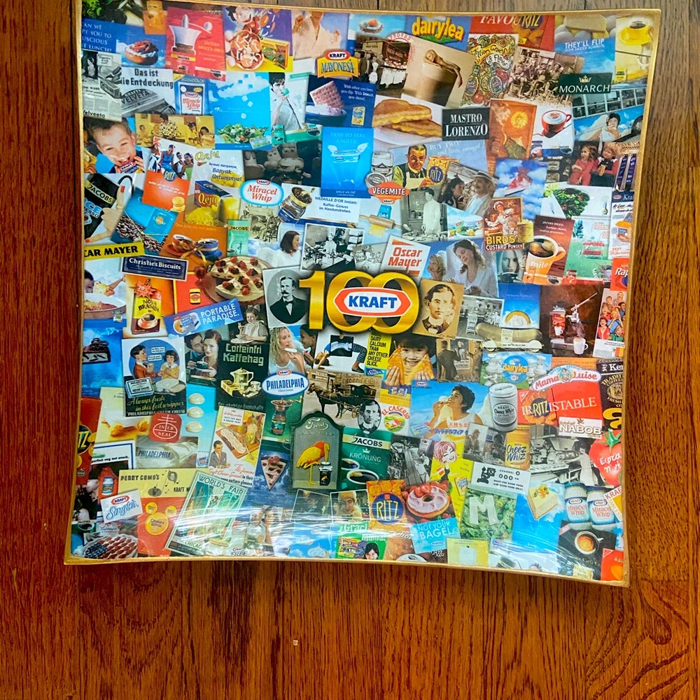 Limited edition Kraft 100th anniversary platter featuring original advertising